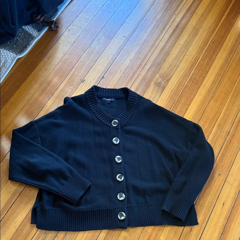 Quince Black Women's Cardigan Sweater NWOT Brand New.